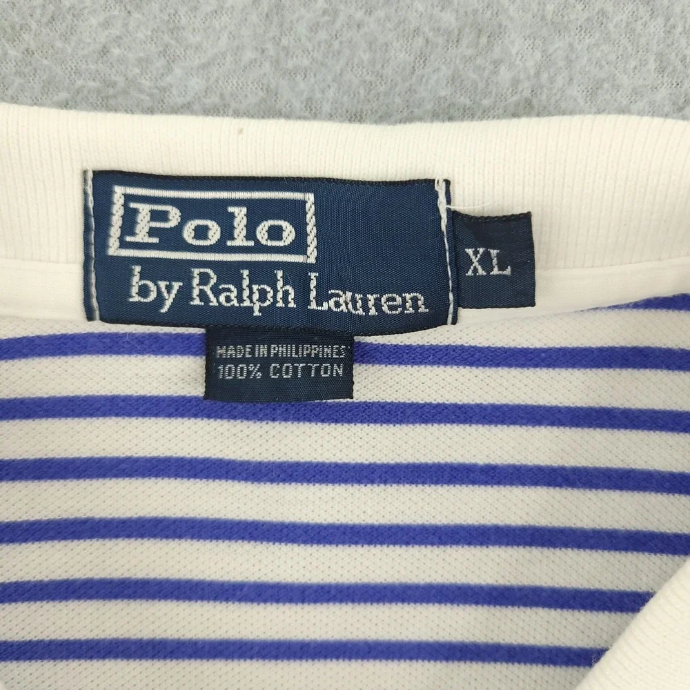 Polo By Ralph Lauren Polo Shirt Mens XL Blue Stripe Cotton Casual Summer Top